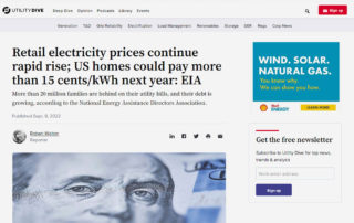 Retail electricity prices continue rapid rise; US homes could pay more than 15 cents/kWh next year: EIA (utilitydive.com)
